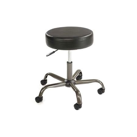 Global Industrial Anti-Microbial Vinyl Stool, Vinyl, Black, 19 in - 24 in Seat Height, Armless Arms, Dual Wheel 240159BK